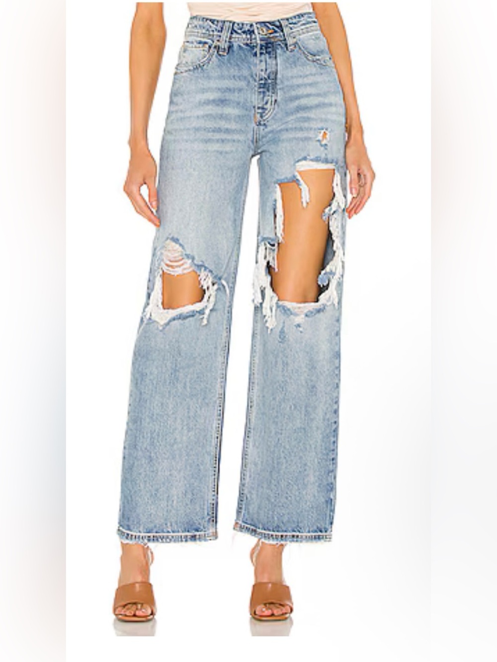 Free People Thrift Distressed Straight-Leg Jeans